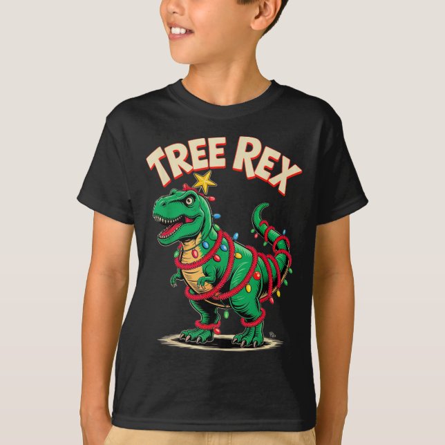 Camiseta Tree Rex Christmas Costume T-rex Dinosaur Xmas Lig (Anverso)