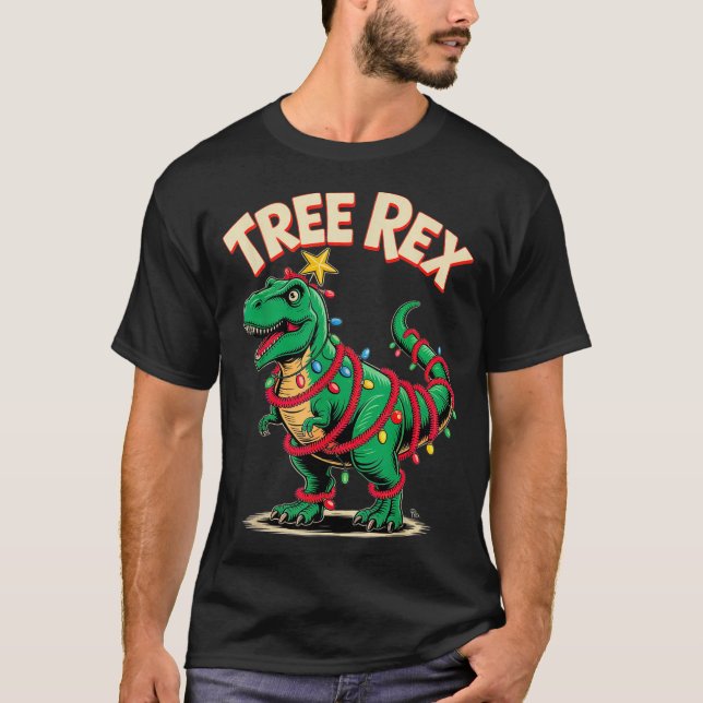 Camiseta Tree Rex Christmas Costume T-rex Dinosaur Xmas Lig (Anverso)