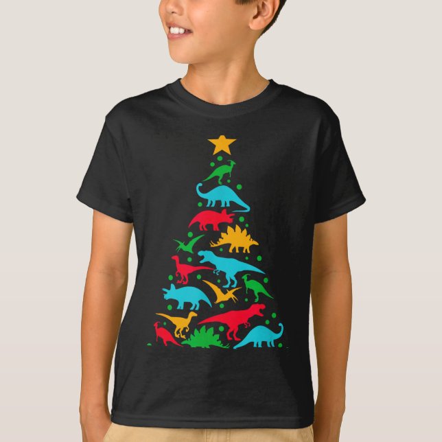 Camiseta Tree Rex Dinosaur Dino Tree Christmas Tree Funny  (Anverso)
