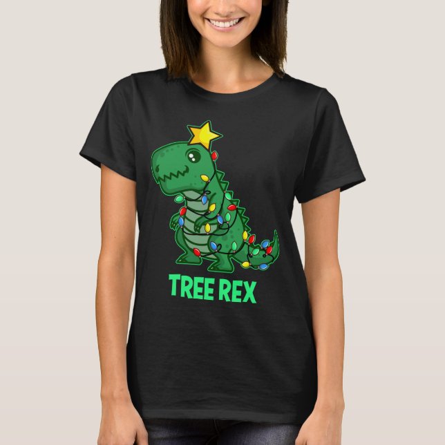 Camiseta Tree Rex Funny Cute Retro Navidades Dino (Anverso)