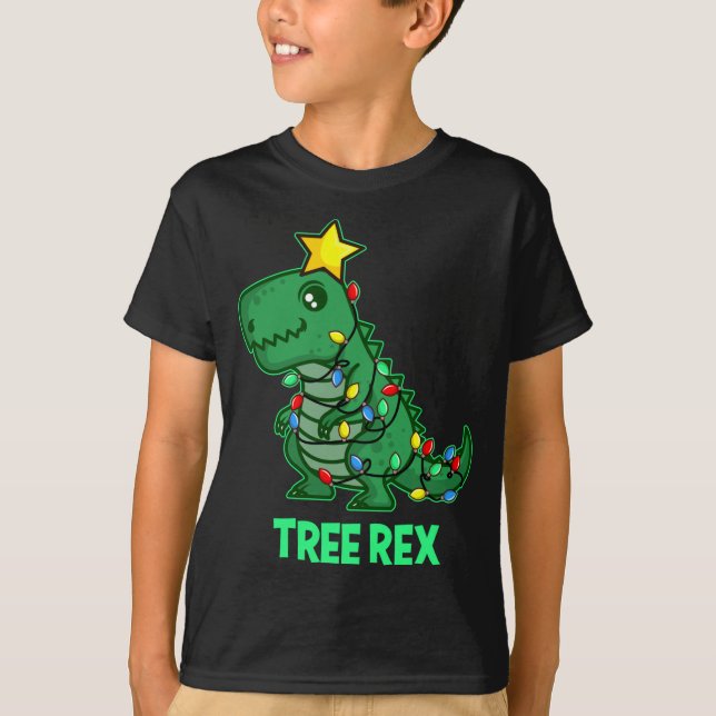 Camiseta Tree Rex Funny Cute Retro Navidades Dino (Anverso)