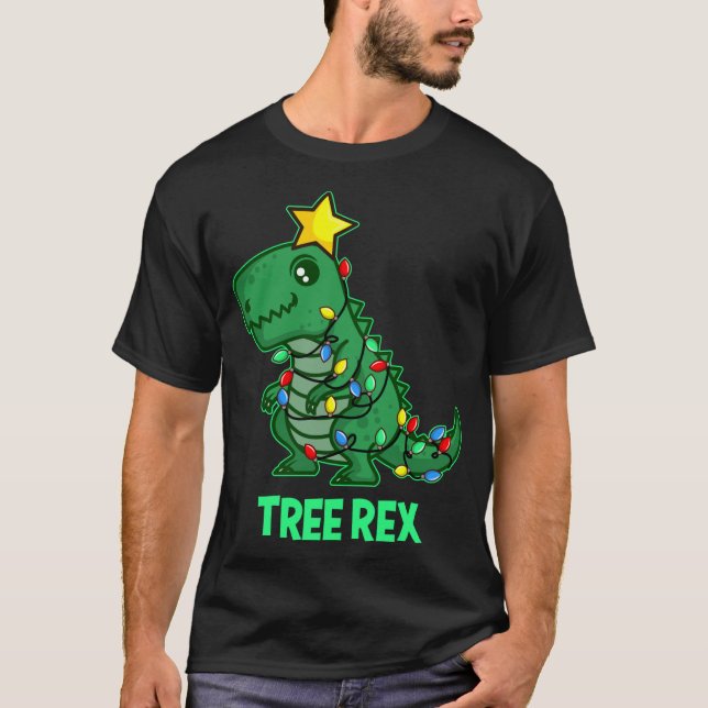 Camiseta Tree Rex Funny Cute Retro Navidades Dino (Anverso)