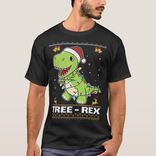 Camiseta Tree Rex Funny Tyrannosaurus Rex Christmas Pun  (Anverso)