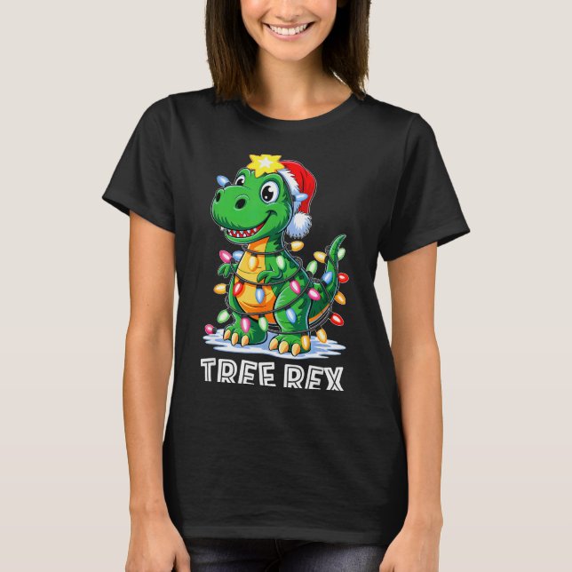Camiseta Tree Rex Funny Xmas T Rex Christmas Dinosaur Boys  (Anverso)