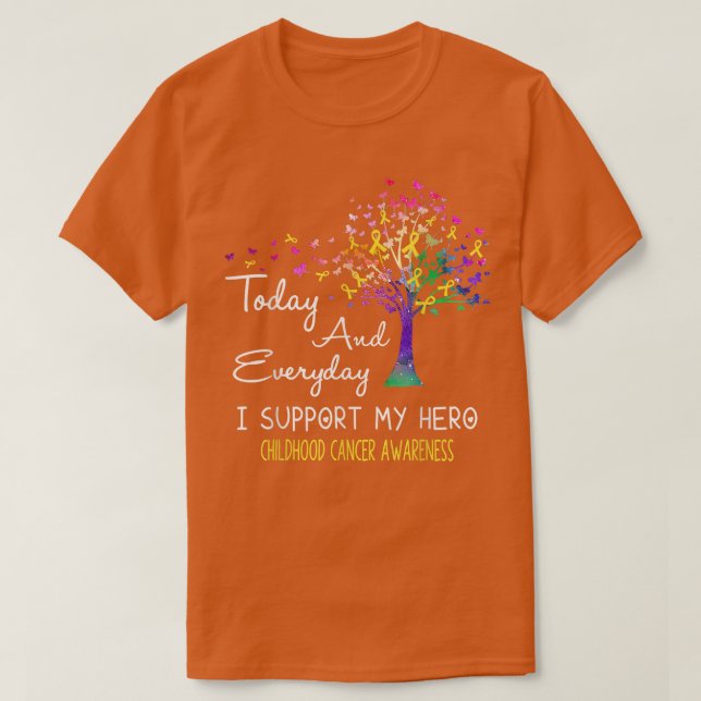 Camiseta Tree Ribbon I Support My Hero Childhood Cancer Awa (Diseño del anverso)