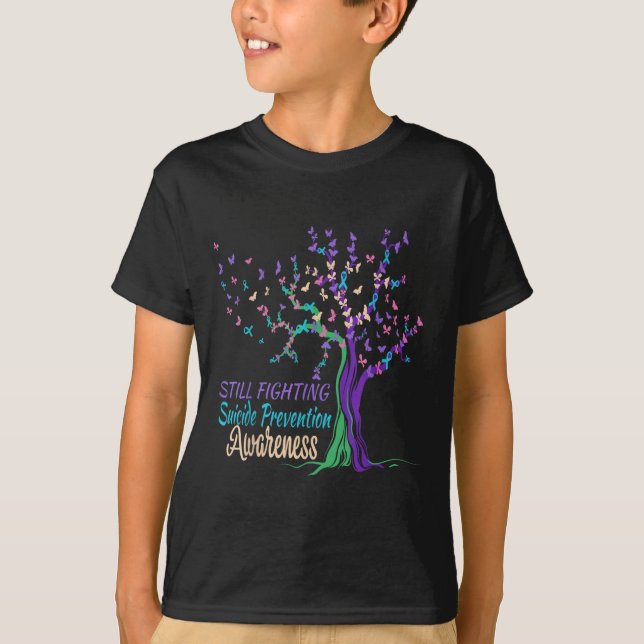 Camiseta Tree Ribbon Still Fighting Suicide Prevention Awar (Anverso)