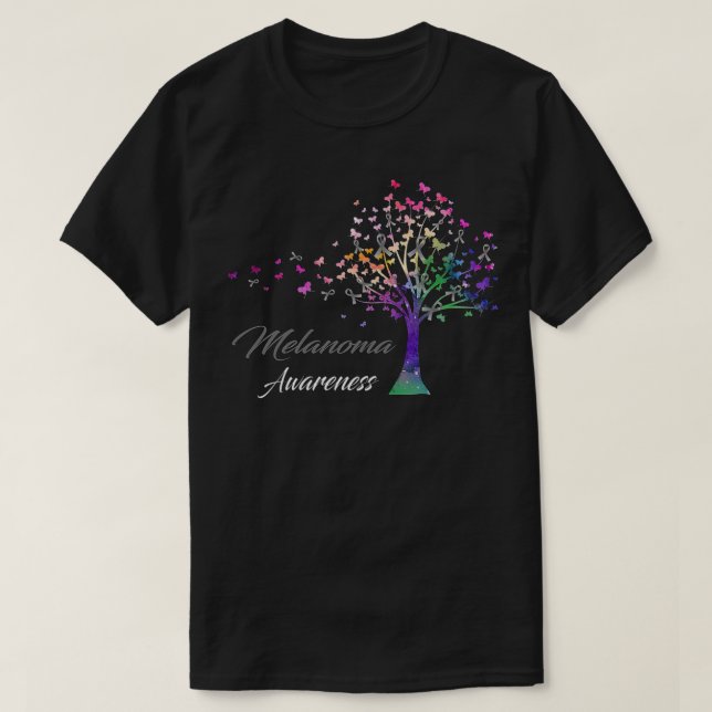 Camiseta Tree Ribbons Melanoma Awareness Support Melanoma W (Diseño del anverso)