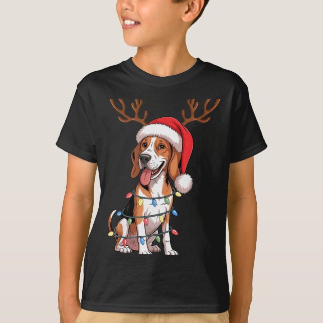 Camiseta Treeing Walker Coonhound Dog Christmas Lights Sant (Anverso)