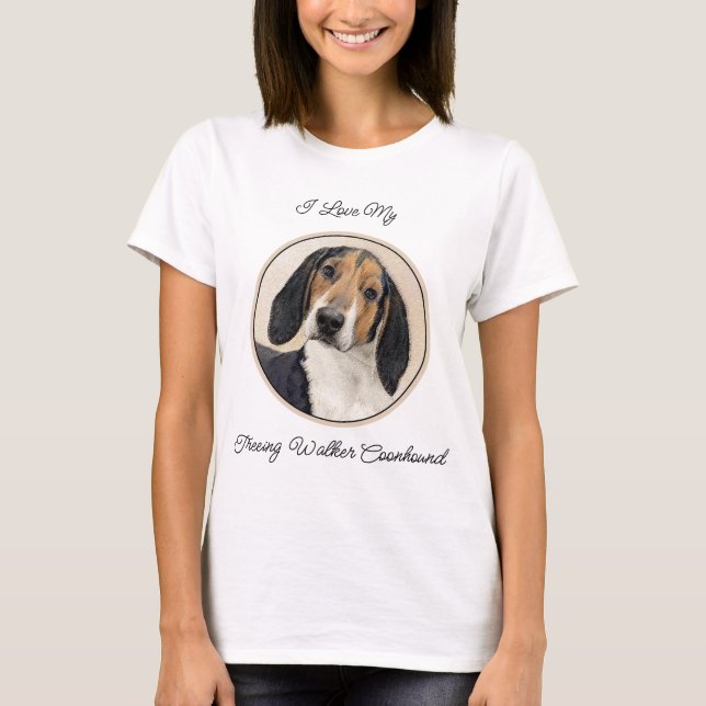 Camiseta Treeing Walker Coonhound Painting - Arte original (Anverso)