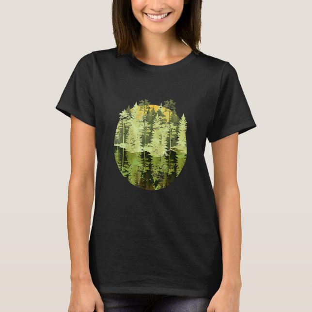 Camiseta Trees Reflection Wildlife Nature Outdoor Forest (Anverso)