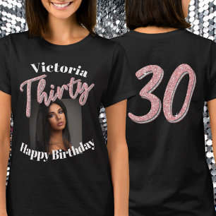 Camiseta Treinta y trescientos años rosa de guión fotográfi