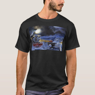 Camiseta Tren a través de la ciudad de montaña invernal