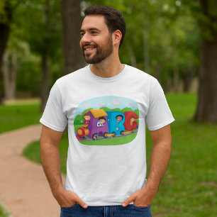 Camiseta Tren alfabeto ABC con niños divertido educativo