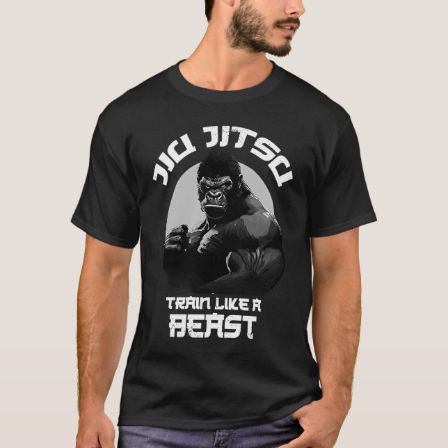 Camiseta Tren como la bestia Jiu Jitsu BJJ Aplastando a MMA (Anverso)