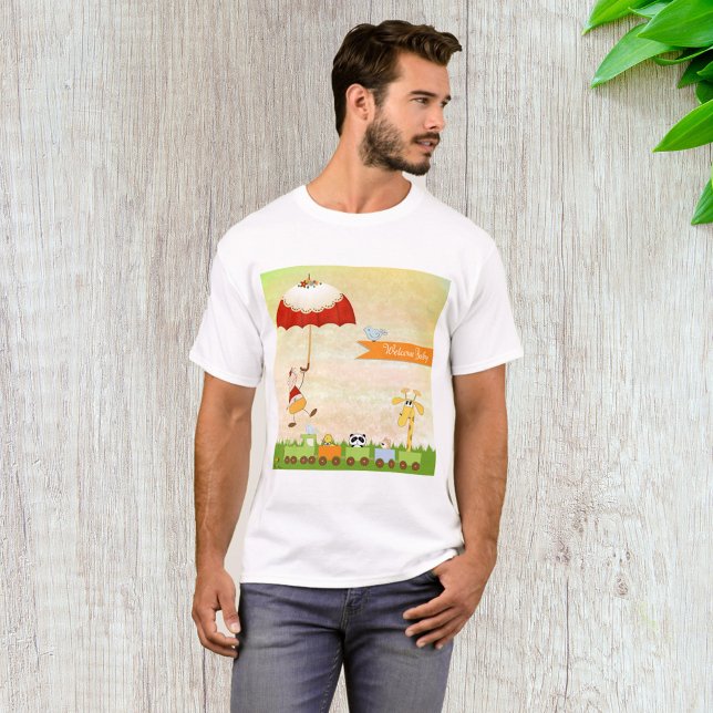 Camiseta Tren de Baby Shower con animales y paraguas (Subido por el creador)