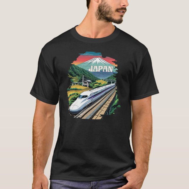 Camiseta Tren de bala japonés y el Monte Fuji (Anverso)