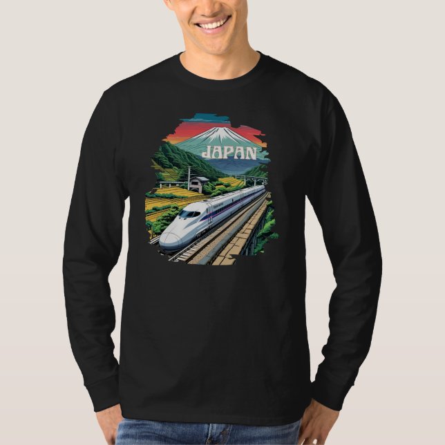 Camiseta Tren de bala japonés y el Monte Fuji (Anverso)