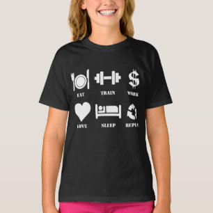 Camiseta Tren de Comer Trabajo Amor Dormir Gimnasio Motivac