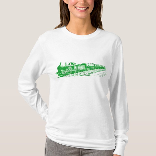 Camiseta Tren de cosecha - Verde de hierba (Anverso)