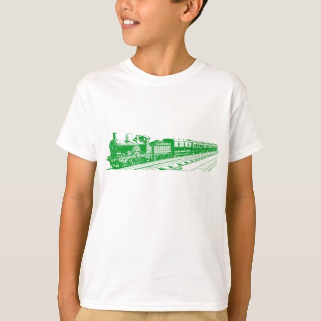 Camiseta Tren de cosecha - Verde de hierba (Anverso)