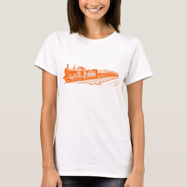 Camiseta Tren de época - Naranja (Anverso)