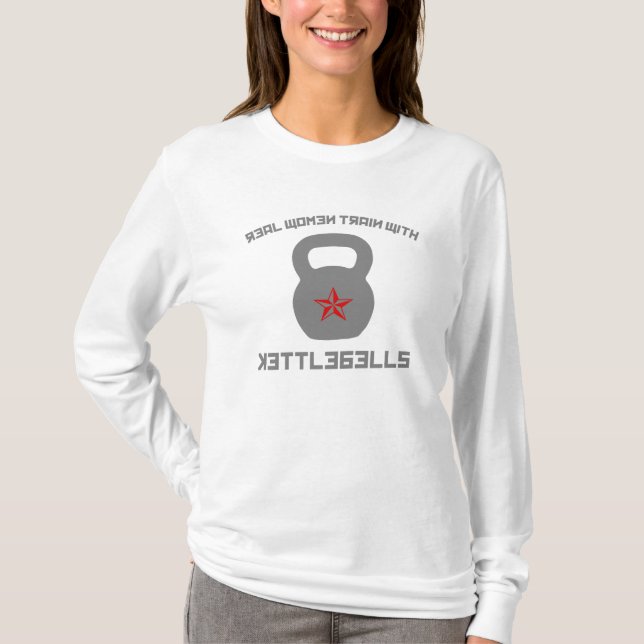 Camiseta Tren de las mujeres reales con Kettlebells (Anverso)