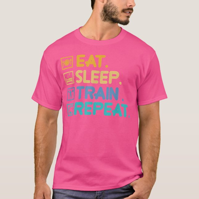 Camiseta Tren de sueño de Eat Sleep Bodybuilding Weightlifo (Anverso)