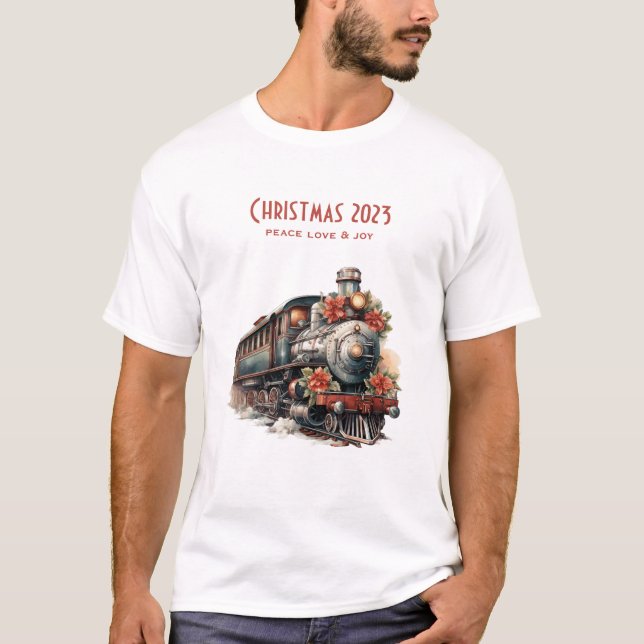 Camiseta Tren de vapor de época Navidades tradicionales (Anverso)
