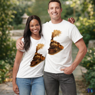 Camiseta Tren de Vapor de Mitad de Siglo   Locomotora Vinta
