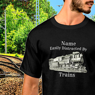 Camiseta Tren de vapor vintage fácilmente Distraído Por, Añ