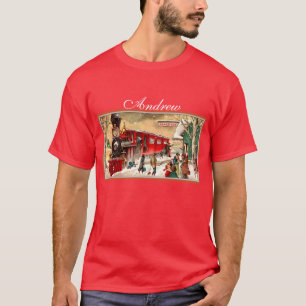 Camiseta Tren del día de fiesta del navidad del vintage