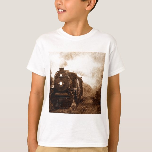 Camiseta Tren del vapor de la antigüedad del ferrocarril de (Anverso)