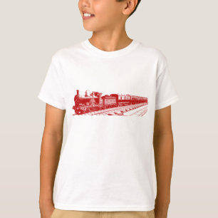 Camiseta Tren del vintage - rubí