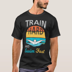 Camiseta Tren Duro Y Bañen Fas Diversos Nadadores Nadando