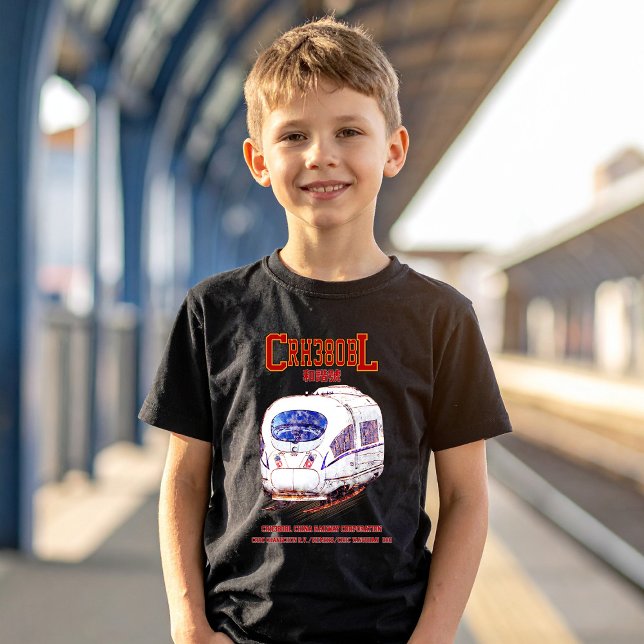 Camiseta Tren eléctrico del ferrocarril de alta velocidad C (High-Speed CRH380BL China Railway Electric Train. Boy Basic T-Shirt)