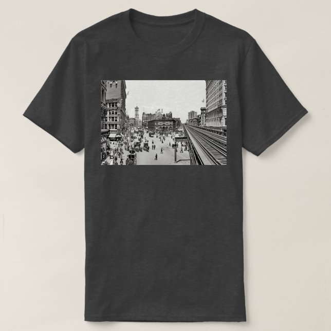 Camiseta Tren elevado del tranvía Herald Square de la ciuda (Diseño del anverso)