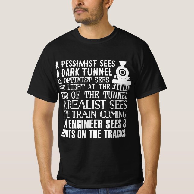 Camiseta Tren, Ingeniero Y 3 Idiotas - Chiste Gracioso (Anverso)