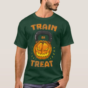 Camiseta Tren O Traten La Calabaza Kettlebell Halloween