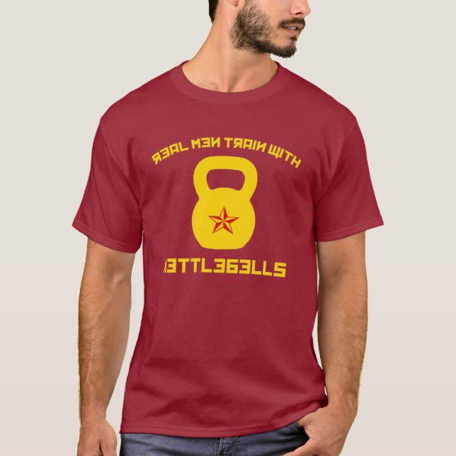 Camiseta Tren real de los hombres con Kettlebells (Anverso)