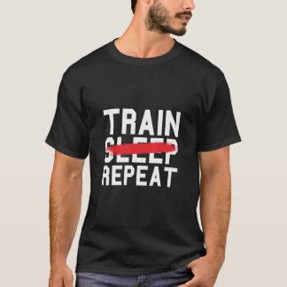 Camiseta Tren Sleep Repetir Gimnasio Ejercicio de trabajo d