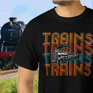 Camiseta Tren Texto repetido , Tren ferroviario con motor d