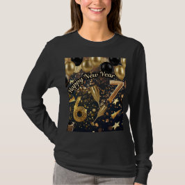 Camiseta Trending Elegant Black & Gold Six Seven New Year