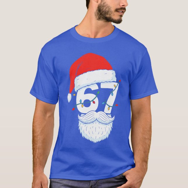 Camiseta Trending Si Seven Meme Christmas 67 Santa Face Men (Anverso)