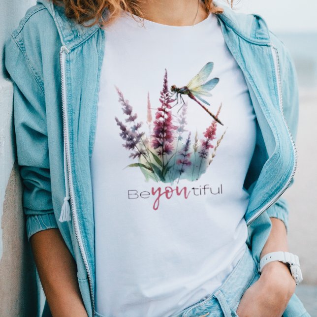 Camiseta Trendy Be You Beautiful Cita Dragonfly Floral (Trendy Be You Beautiful Quote Dragonfly Floral Tee T-Shirt, Perfect Gift for Her)
