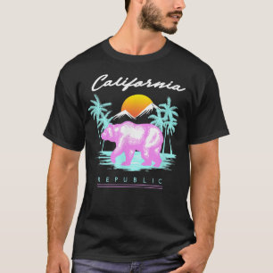 Camiseta Trendy California Republic Bear Palm Trees Sun 