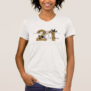 Camiseta Trendy Calligraphy Gold 21 Birthday Queen Crown