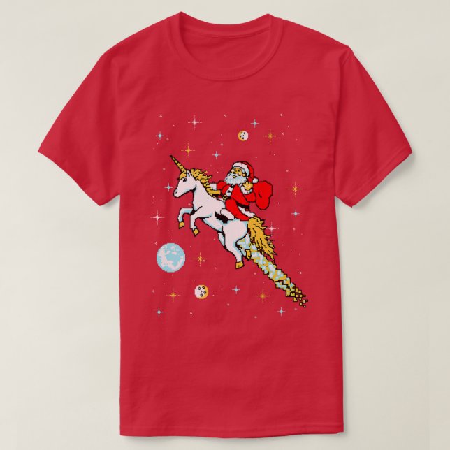 Camiseta Trendy Christmas Celestial Santa Riding Unicorn Gr (Diseño del anverso)
