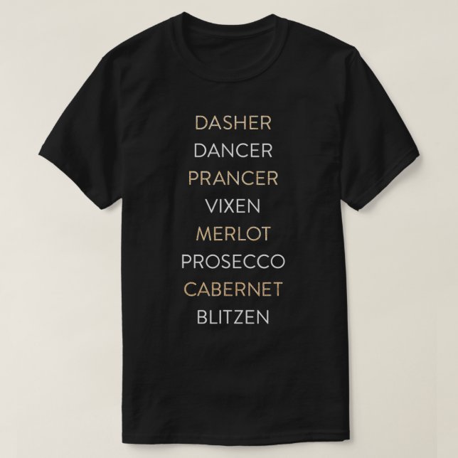 Camiseta Trendy Christmas Reindeer & Wine Names  (Diseño del anverso)