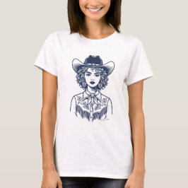 Camiseta Trendy Cowgirl Western Line Art