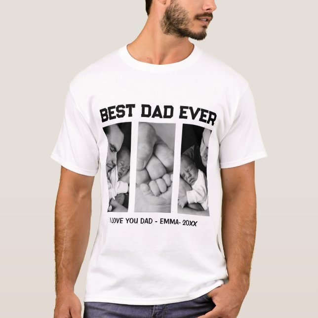 Camiseta Trendy Custom Best Dad Ever Photo Baby Name &Year  (Anverso)